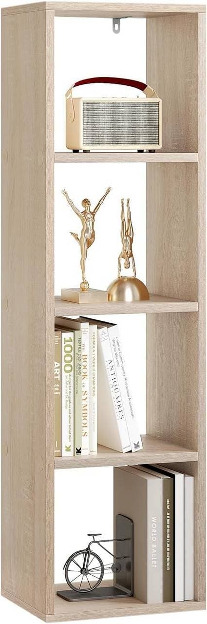 Rootz Bogreol - Stående hylde - Åben terning-arrangør - Premium træmateriale - Stor lagerplads - 30 cm x 106,5 cm x 23,5 cm