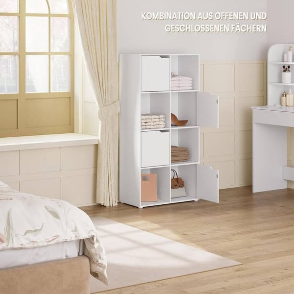 Rootz Bogreol - Fritstående hylde - Standhylde - Hvid/Lys eg - Pladsbesparende - 60cm x 120cm x 30cm