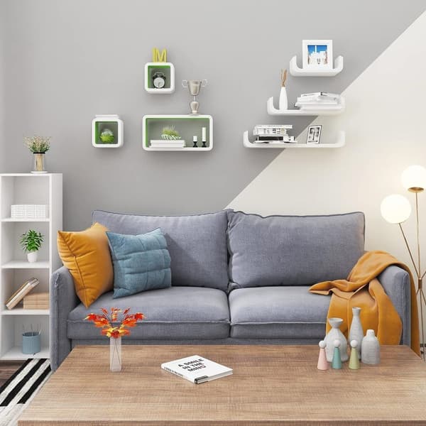 Rootz kelluva seinähyllysarja - Kuutiohyllyt - Seinähyllyt - Laadukas MDF - Tilaa säästävä - Monipuolinen - 42,5x21,5x10cm & 17,5x17,5x10cm