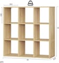 Miniatyrbillede 3 af 9: Rootz skandinavisk bogreol - Kubehylde - Åben displayhylde - E1 træmateriale - 94cm x 93cm x 29,5cm - Hvid/Lys eg - 9 rum