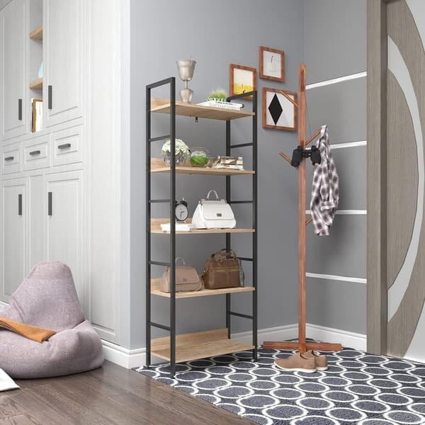 Rootz seisova hylly - Kirjahylly - Järjestäjä - Moderni muotoilu - 60 cm x 27,5 cm x 160 cm - Mk MDF-levyä ja terästä - Helppo koota