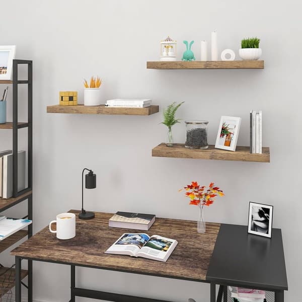 Rootz vägghyllsats - Flytande hyllor - Svart - MDF-trä - 40cm x 22,9cm x 3,8cm - Lätt att montera - Modern design