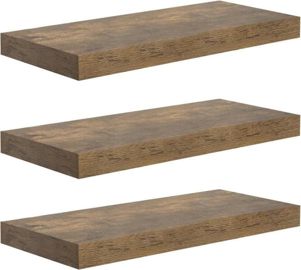 Rootz vägghyllsats - Flytande hyllor - Svart - MDF-trä - 40cm x 22,9cm x 3,8cm - Lätt att montera - Modern design