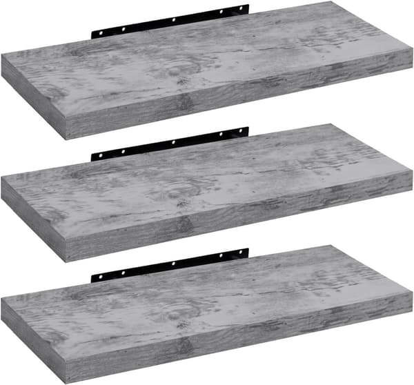 Rootz Vägghylla Set - Flytande hyllor - Väggmonterad Organizer - MDF Trä - Svart - 40cm x 22,9cm x 3,8cm