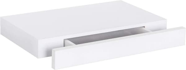 Rootz Vägghylla - Väggmonterad hylla - Flytande hylla - MDF Flytande hylla med låda - Vit - 40cm x 25cm x 5cm - Ytterligare förvaring