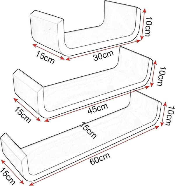 Rootz Vägghylla Set - Flytande hyllor - Dekorativa hyllor - MDF Trä - E1 Standard - Snygg design - 61*15,2*10,9cm