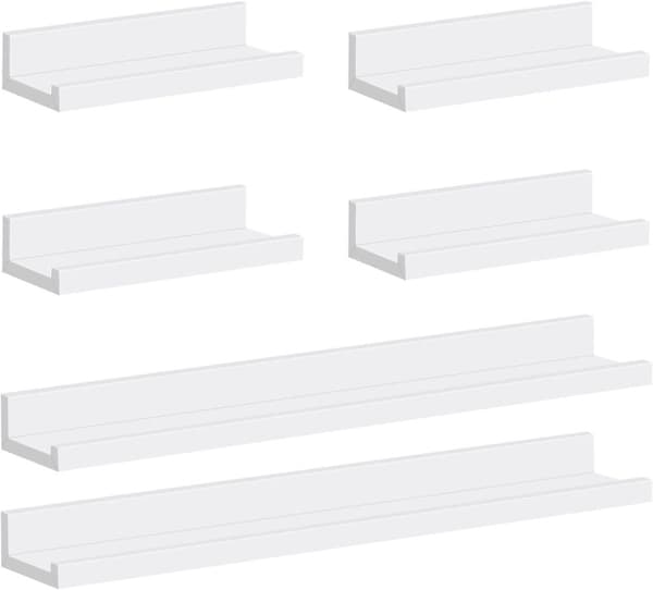 Rootz White Seinähyllysetti - Kelluvat hyllyt - Modernit MDF-paneelit - Turvaetuseinä - Tilaa säästävä - Helppo koota - 80cm x 10cm x 5/2cm