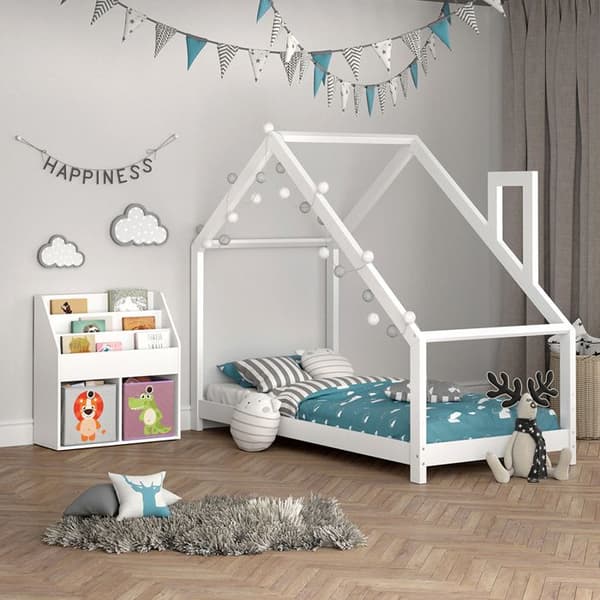 Vicco barnbokhylla Luigi, Vit, 72 x 79 cm med 2 hopfällbara lådor opt.3