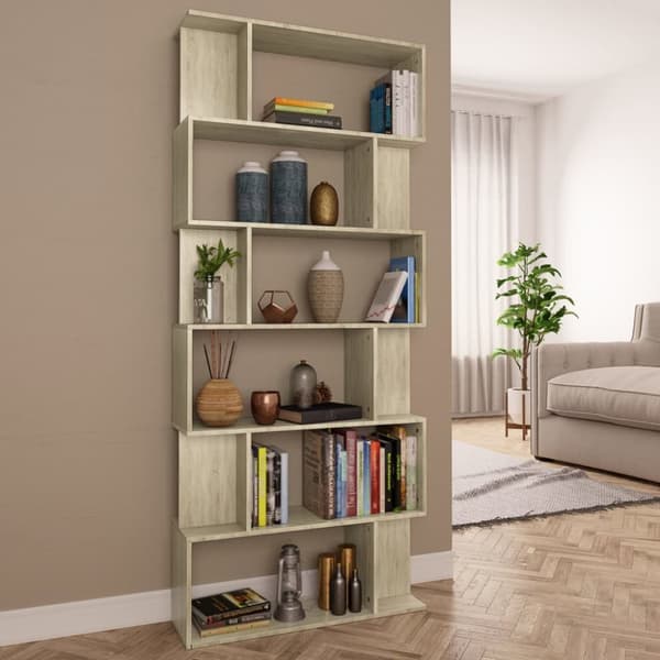 Bokhylla/Rumsavdelare sonoma-ek 80x24x192 cm konstruerat trä