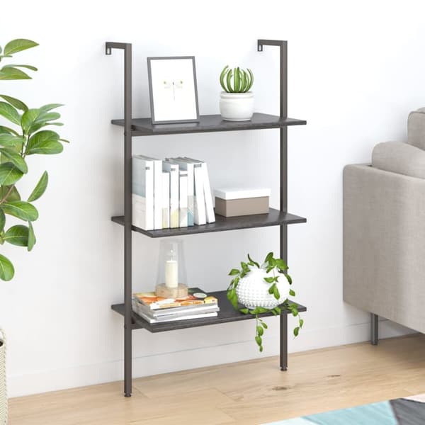 Hylla 3 hyllplan svart 64x35x120,5 cm