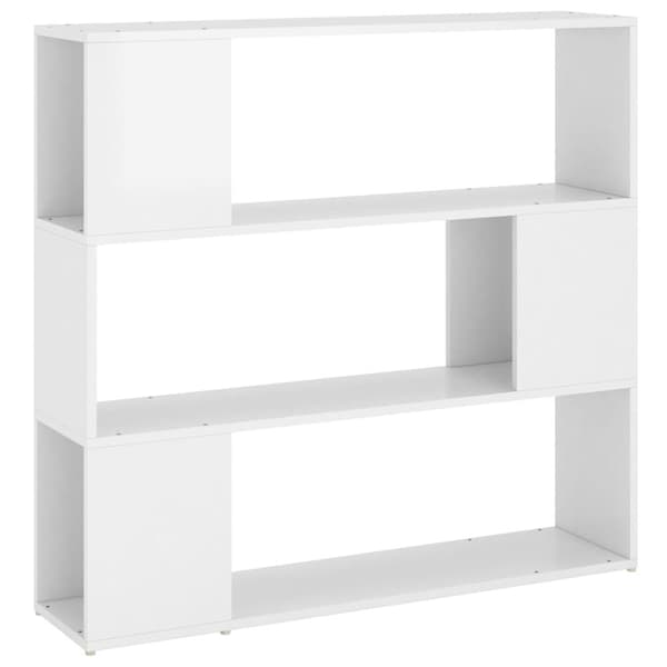 Bokhylla Rumsavdelare vit högglans 100x24x94 cm