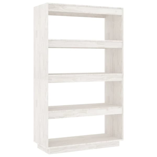 Bokhylla/Rumsavdelare vit 80x35x135 cm massiv furu