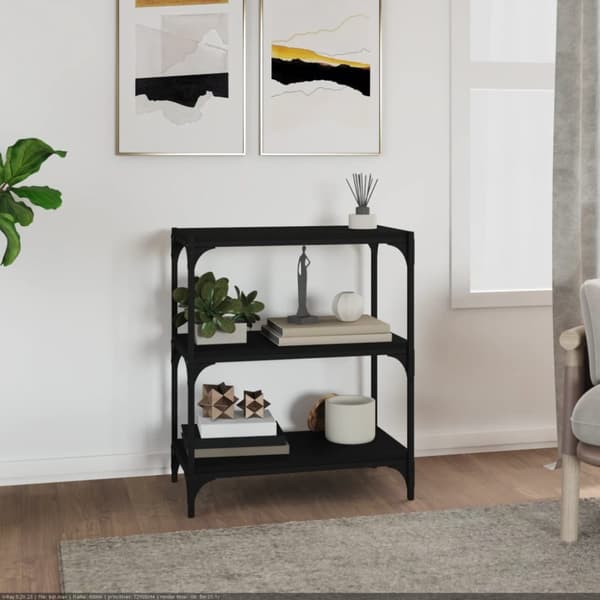 Bokhylla svart 60x33x70,5 cm konstruerat trä och stål