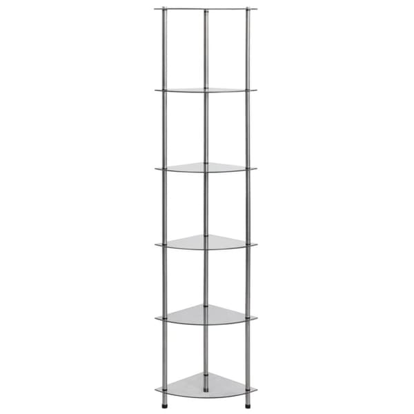 Hylla 6 hyllplan transparent 30x30x160 cm härdat glas