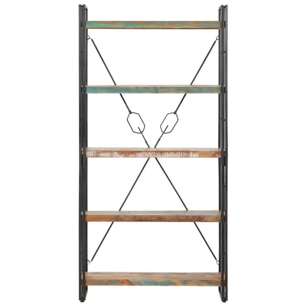 Bokhylla med 5 hyllor 90x30x180 cm massivt återvunnet trä