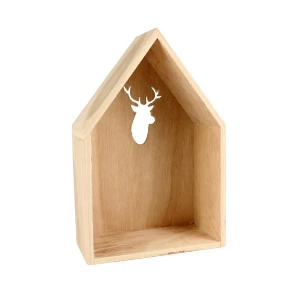 Trådkorg i trä - MegaCrea DIY - Utskärning av hjort - 23,5 x 15 x 8 cm - Enkel montering - Brun