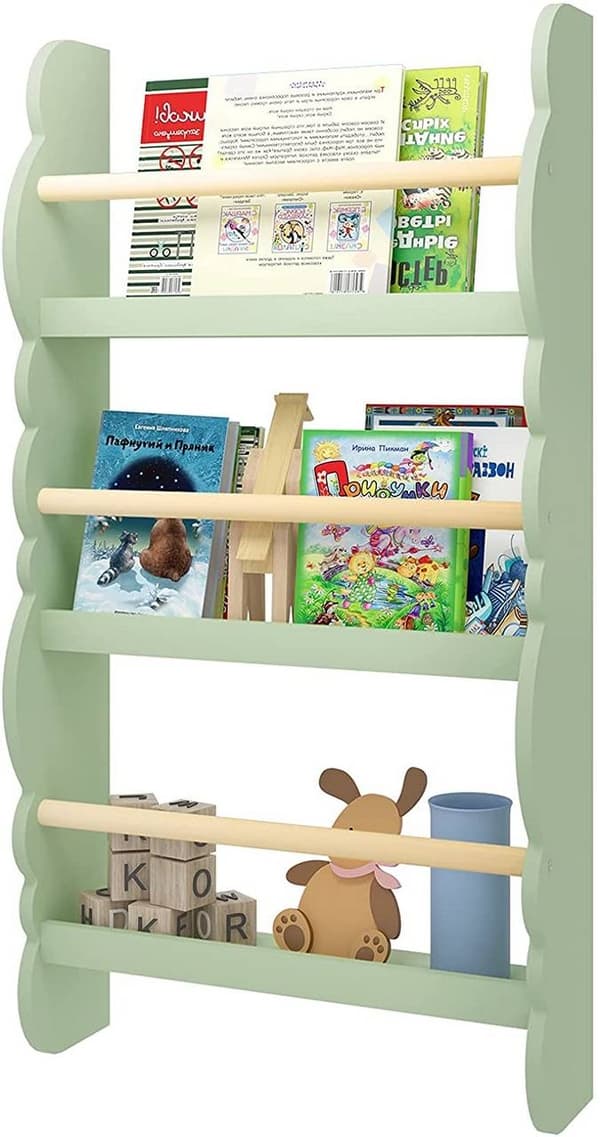 Rootz vægmonteret bogreol til børn - Bogreol til børn - Montessori-opbevaring - Pengeskab - 42,5 cm x 80 cm x 14,5 cm