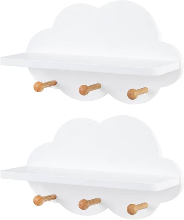 Rootz Cloud-hylde til børneværelse - Væghylde til børn - Flydende organisering - Sikre buede kanter - MDF af høj kvalitet - 36 cm x 12 cm x 20,5 cm