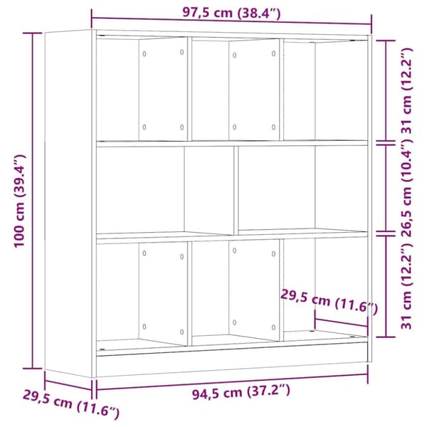 vidaXL Bokhylle artisan eik 97,5x29,5x100 cm konstruert tre