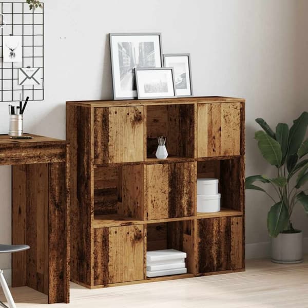 vidaXL Bokhylla åldrat trä 90x28x90 cm konstruerat trä