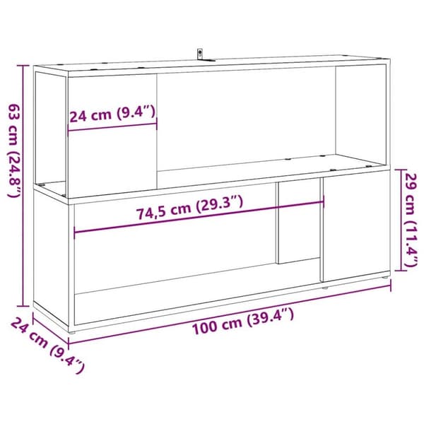vidaXL Bokhylle gammelt tre 100x24x63 cm konstruert tre