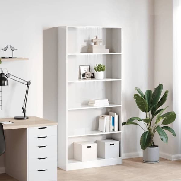 vidaXL skab 80x24x176 cm konstrueret træ hvid højglans