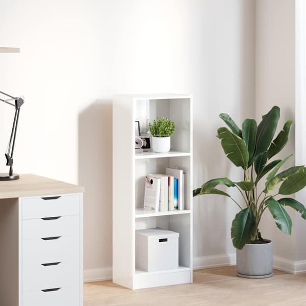 vidaXL skab 40x24x109 cm konstrueret træ hvid højglans