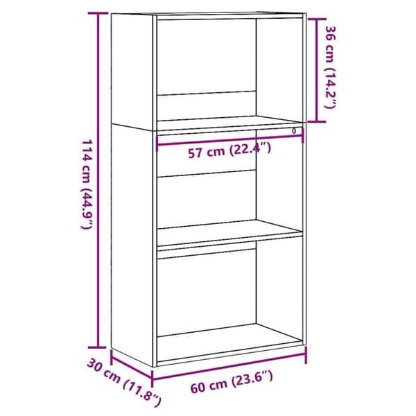vidaXL bogreol 60x30x114 cm konstrueret træ røget egetræsfarve
