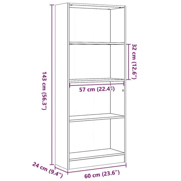 vidaXL skab 60x24x143 cm konstrueret træ hvid højglans