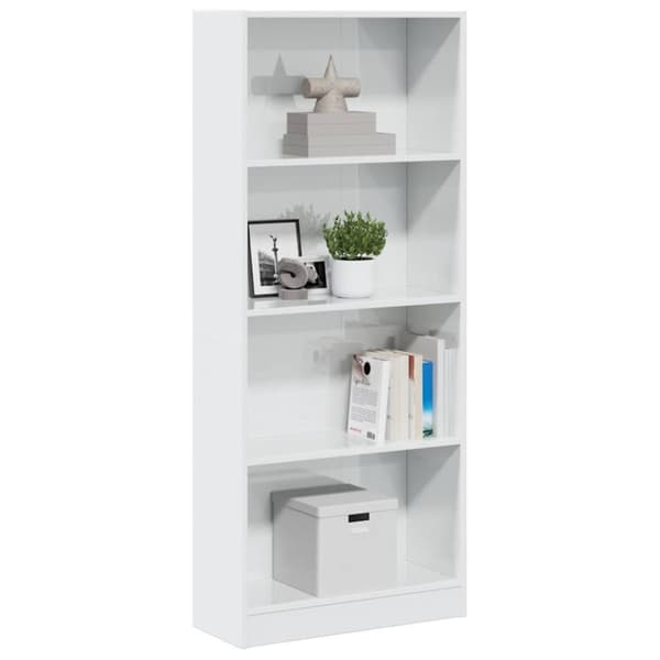 vidaXL skab 60x24x143 cm konstrueret træ hvid højglans