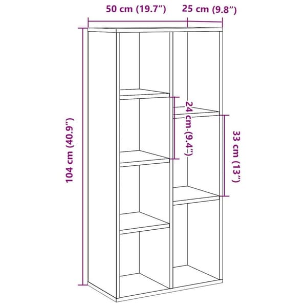 vidaXL bogskab 50x25x104 cm kunsteg