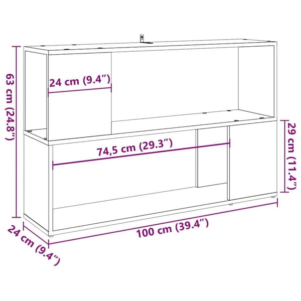 vidaXL Bokhylla artisan ek 100x24x63 cm konstruerat trä
