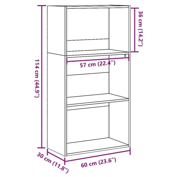 vidaXL Kirjahylly artesaani tammi 60x30x114 cm tekninen puu