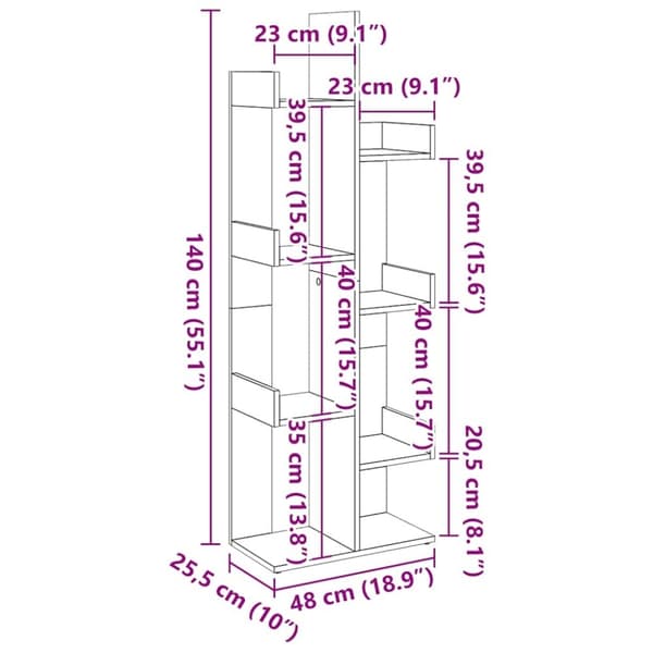 vidaXL Bokhylle gammelt tre 48x25,5x140 cm konstruert tre