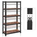 Miniatyrbild 4 av 7: Etagère de rangement industrielle en métal noir avec niveaux réglables - L75 x H150 cm