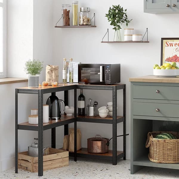 Etagère de rangement industrielle en métal noir avec niveaux réglables - L75 x H150 cm