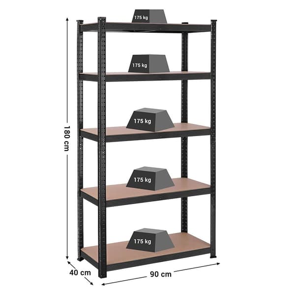 Industriell hylla 5 nivåer Modulär på kontor - L90 x H180 cm