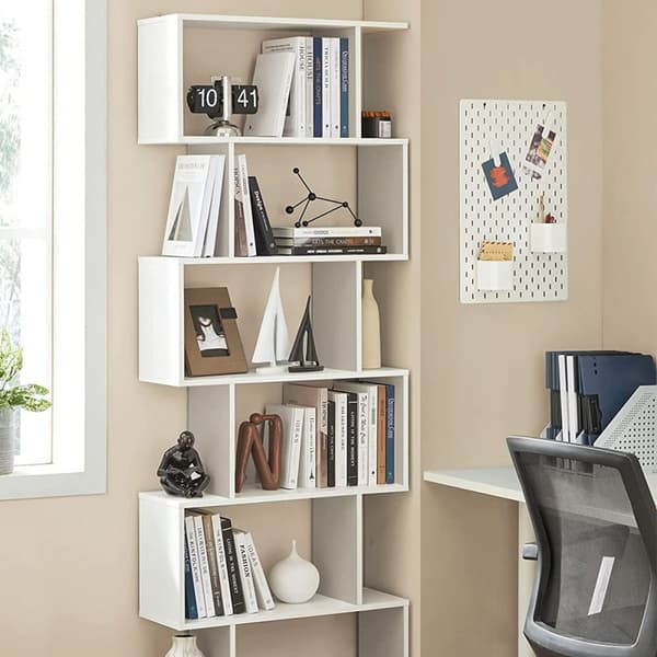Bibliothèque blanche à 6 niveaux - L70 x H190,5 cm
