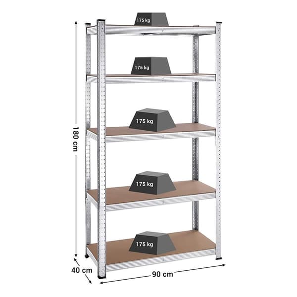 Set med två 5-planshyllor med justerbara brädor - H180 cm