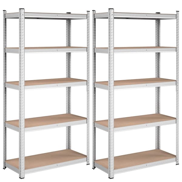 Set med två 5-planshyllor med justerbara brädor - H180 cm