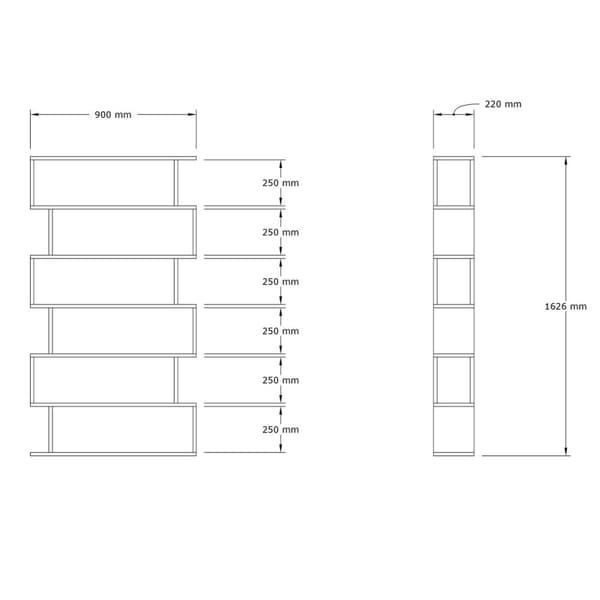 Hylla med 7 hyllplan, dekor av safirek L90 cm - Hector