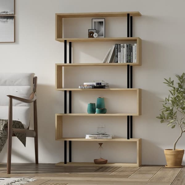 Hylla med 7 hyllplan, dekor av safirek L90 cm - Hector