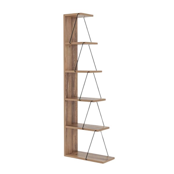 Etagère d'angle 6 tablettes décor pin et noir H150 cm - TLOS