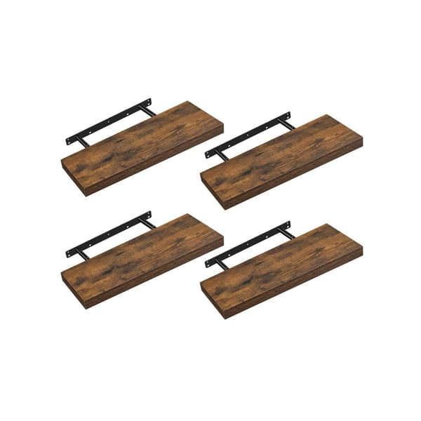 Rootz 4-delt væghyldesæt - Flydende hylder - Vintage brun - MDF og stål - 20 x 60 x 3,8 cm - Maks. 10 kg bæreevne