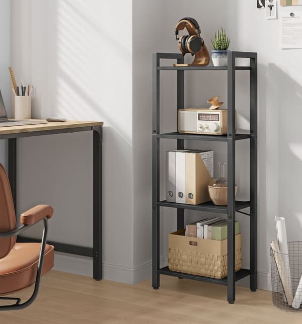 Rootz 4-tiers bogreol - Åben reol - Bogreol i træ - Opbevaringsorganisering - 120 cm x 30 cm x 90 cm