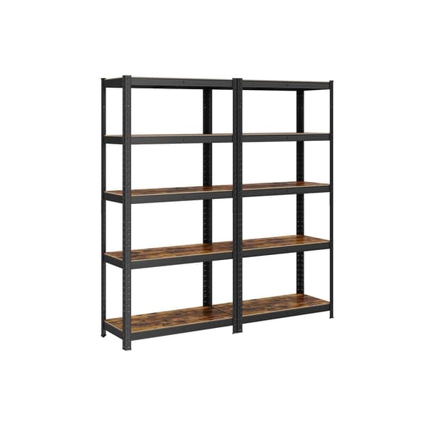 Rootz 2-delt stående hyldersæt - Vintage Brun-Sort - Spånpladestål - 30cm x 75cm x 150cm - Heavy Duty - Max 650kg Kapacitet