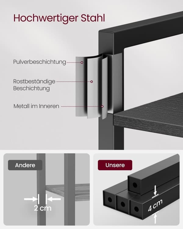 Rootz reol med 6 hylder - Vitrineskab - Opbevaringsstativ - Nem montering - 90 cm x 30 cm x 180 cm