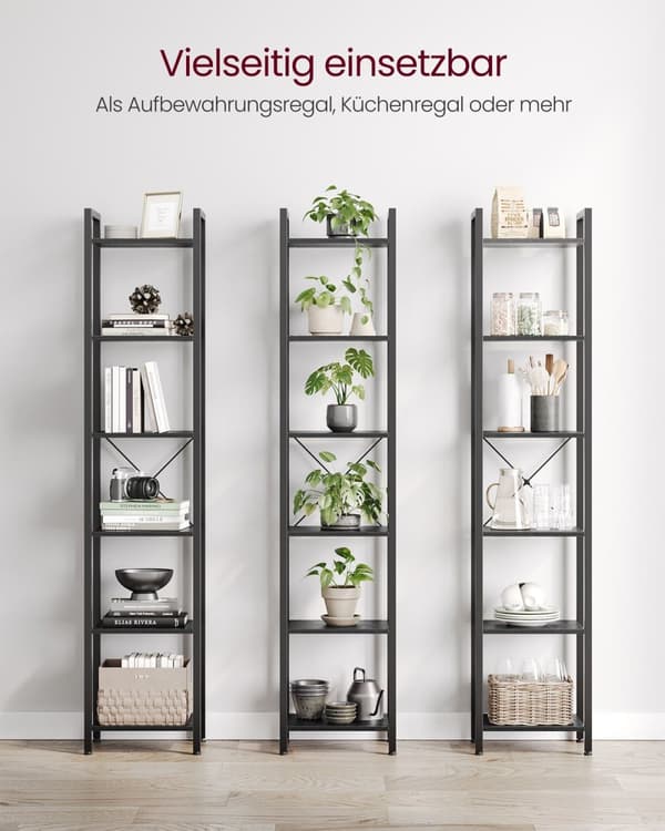 Rootz reol med 6 hylder - Vitrineskab - Opbevaringsstativ - Nem montering - 90 cm x 30 cm x 180 cm