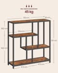Pikkukuva 4 / 7: Rootz Vintage ruskean musteen musta kirjahylly - 4 hyllyä - Puulastulevy - Teräsrunko - 30cm x 100cm x 103cm - Tyylikäs muotoilu