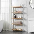 Miniatyrbillede 2 af 7: Stående rack - badeværelsesstativ - med 5 niveauer - bambus - hvidbrun
